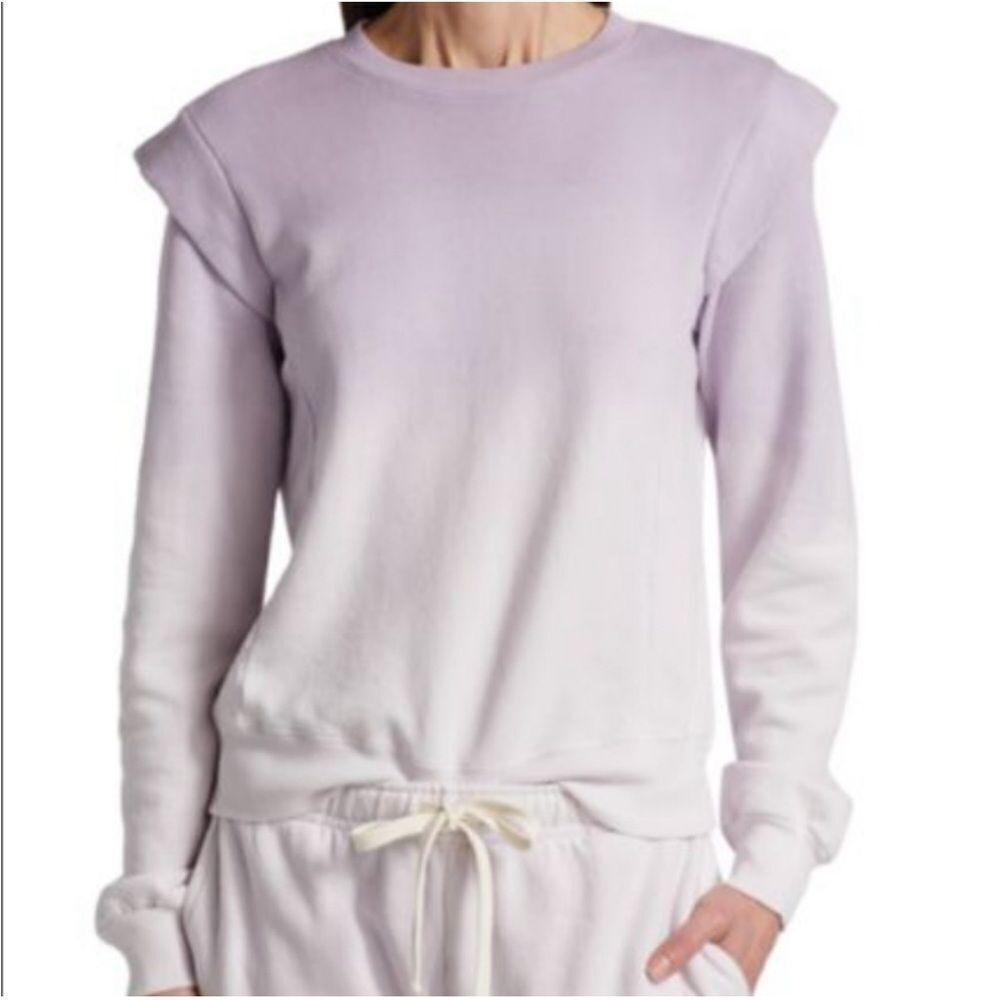 MONROW Revolve Purple Ombre Sweatshirt Top Ruffle Shoulder Cotton Size Large New